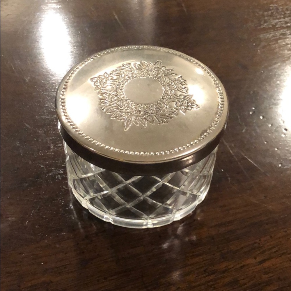 Silver and cut crystal jar